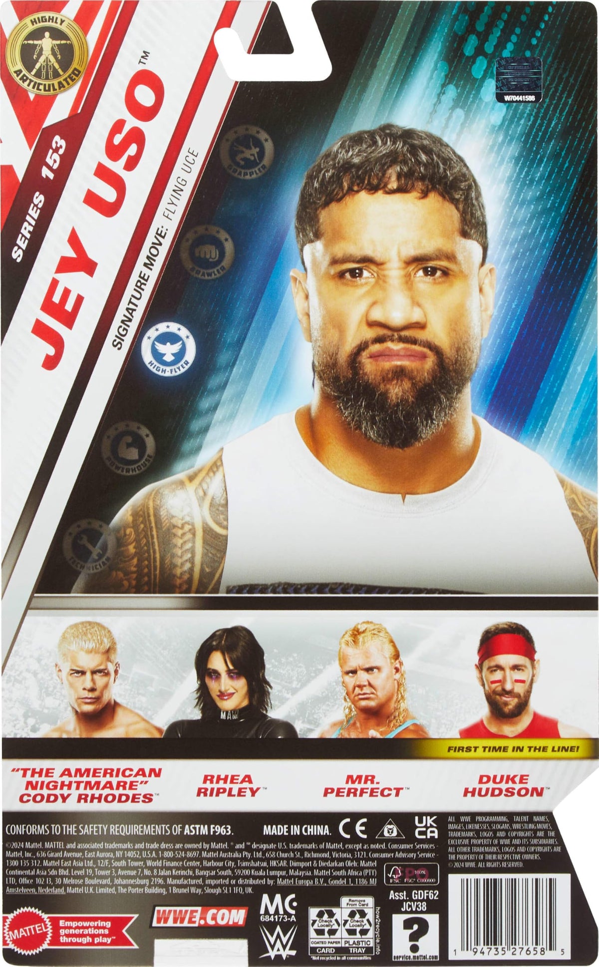 Mattel Jey Uso packaging highlights Main Event Series collectible