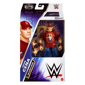 Mattel packaging and stand help showcase the John Cena Elite figure.