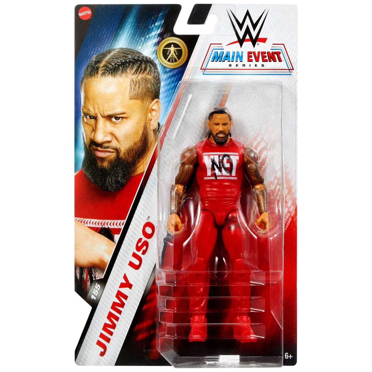 Mattel WWE Jimmy USO figure TrueFX face detail enhances lifelike expressions for posing