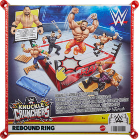 Mattel WWE Knuckle Crunchers bounce scene with Seth Rollins in action.