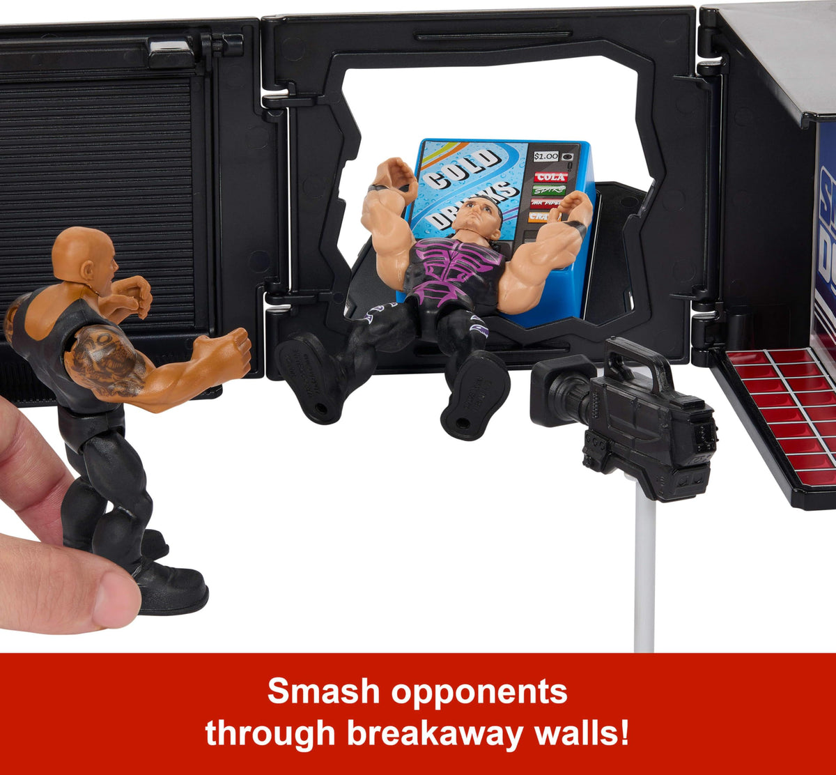 Mattel WWE Knuckle Crunchers breakaway table adds high-drama play.