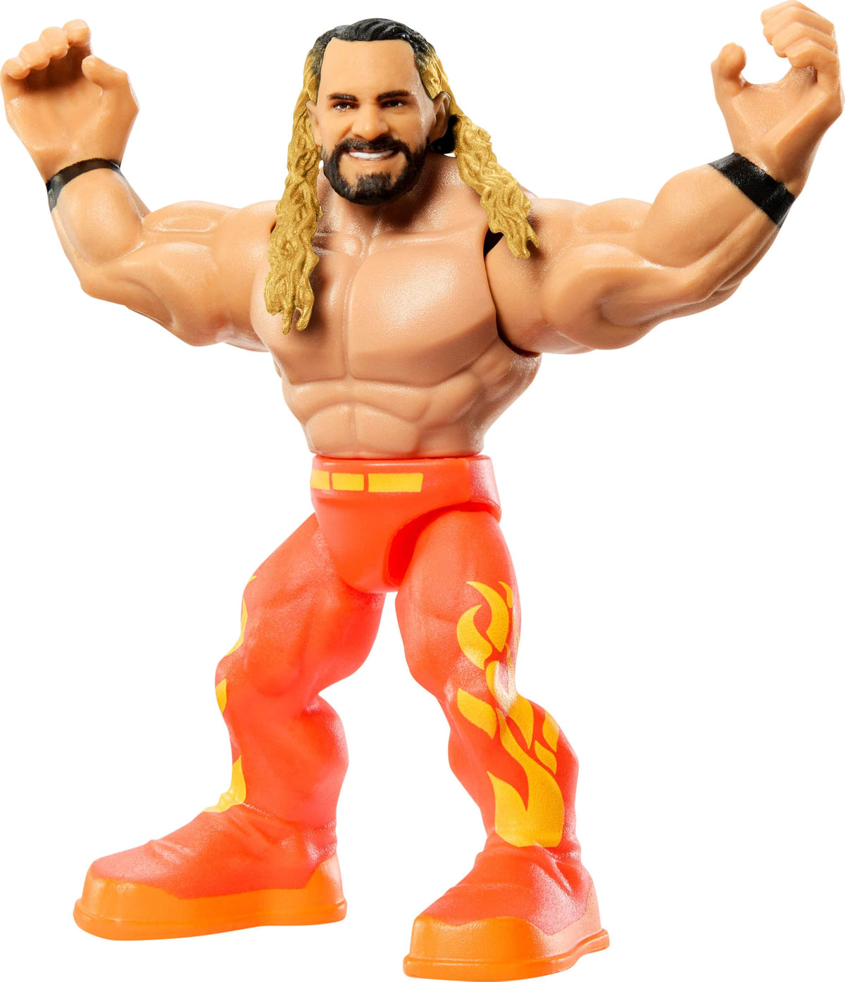 The Mattel WWE Knuckle Crunchers Seth Rollins figure is ready for action with crunching sounds.