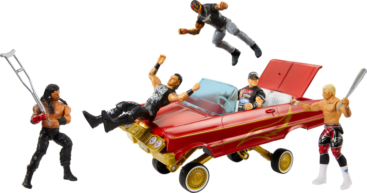 Mattel WWE Low Rider rolling wheels support smooth race play.