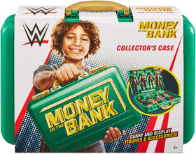Mattel WWE Money in the Bank carrying case with dividers to organize figures and accessories.