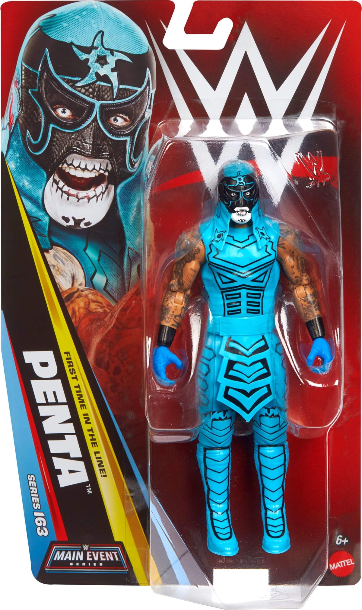 Mattel WWE Penta action figure shows articulation points for dynamic posing.
