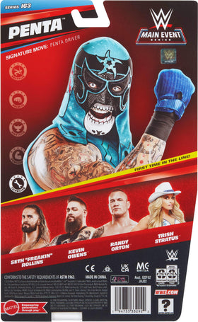Mattel WWE Penta action figure packaging highlights collectible status for fans.