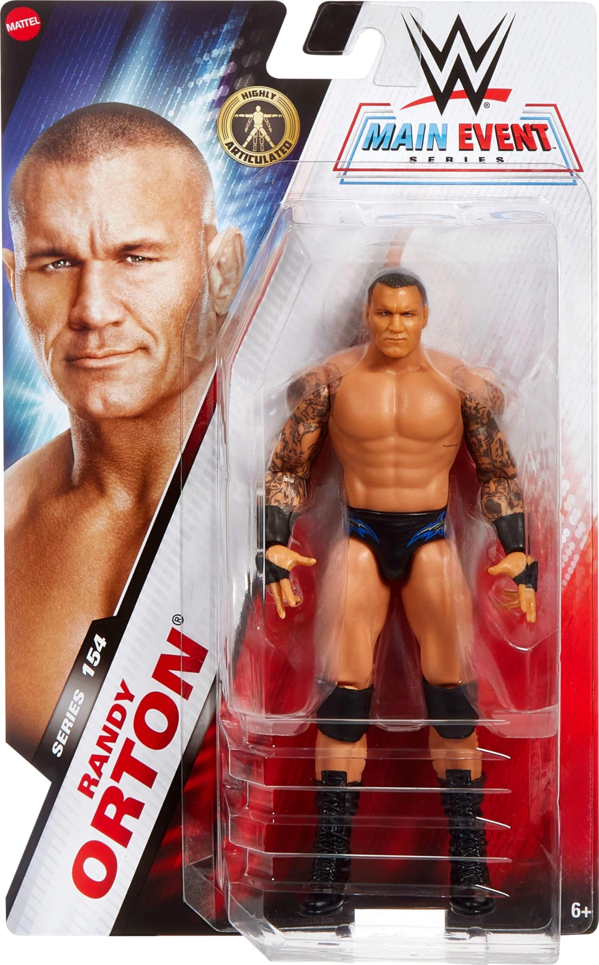 Mattel Randy Orton figure in dynamic pose showcases 10 articulation points for play