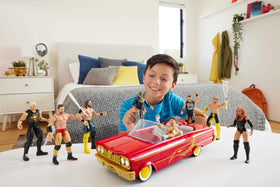 Mattel WWE Rey Mysterio main event figure with articulated joints for dynamic poses.