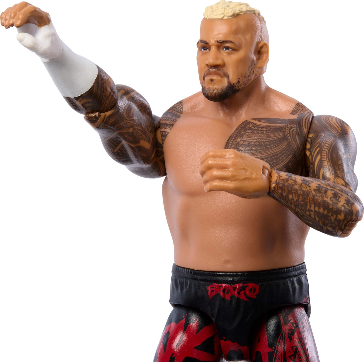 Mattel WWE Solo Sikoa figure TrueFX face detailing for lifelike display