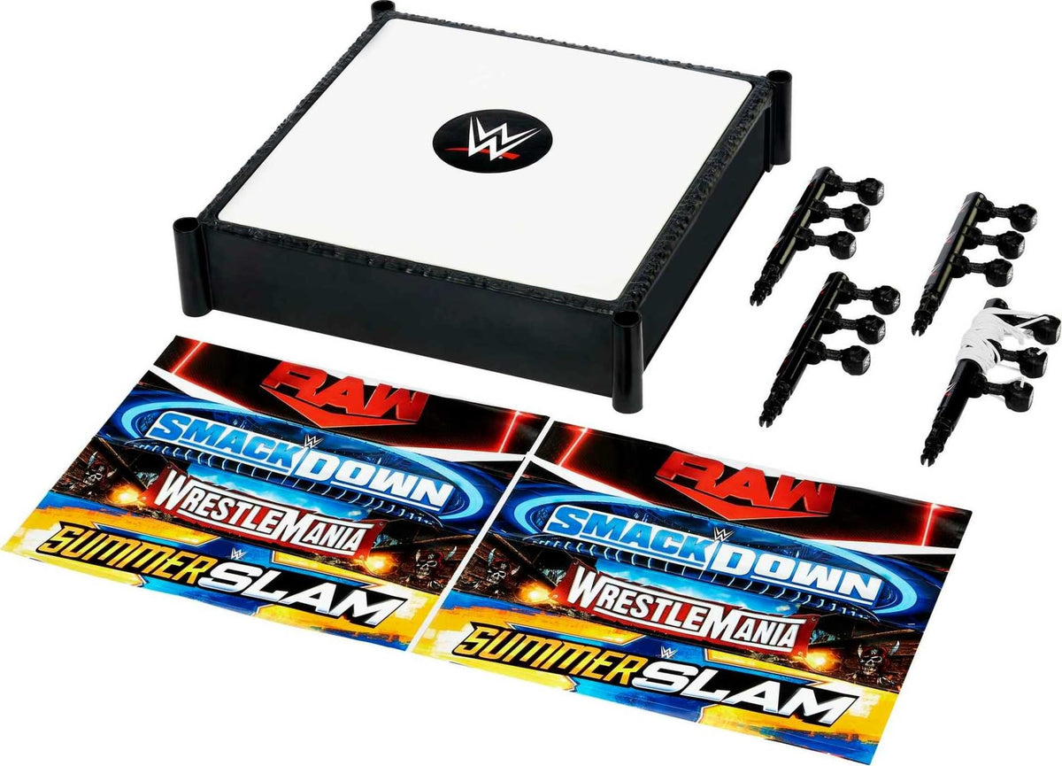 Mattel WWE Superstar Ring center stage for dramatic matches and action.