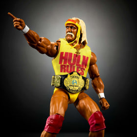 Mattel WWE Hulk Hogan Ultimate Edition figure with authentic ring gear for iconic looks.