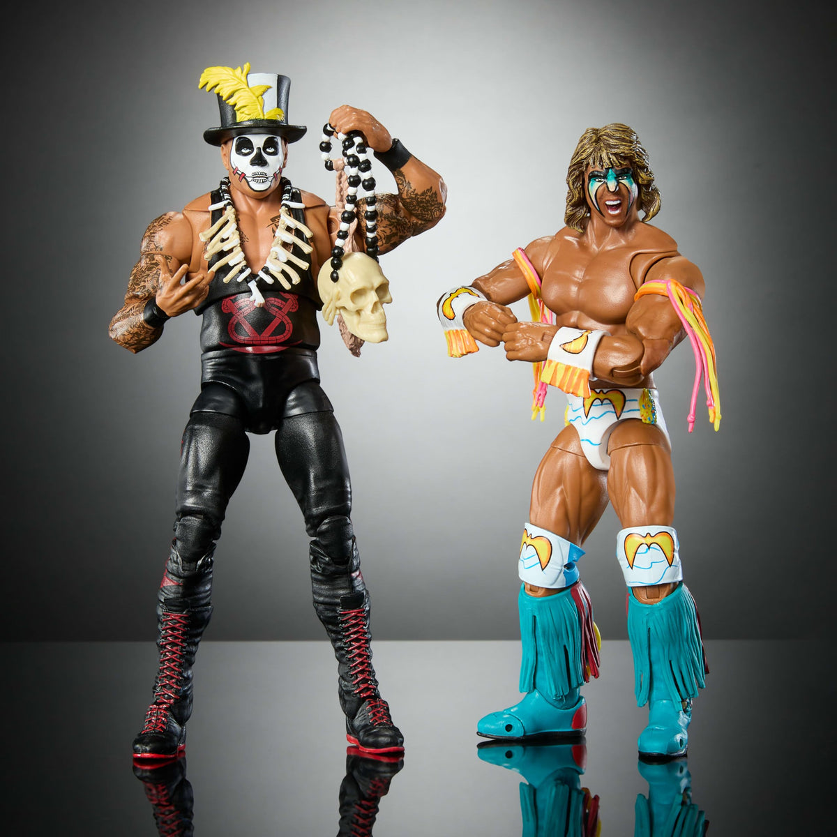 Mattel WWE Ultimate Edition Papa Shango accessories including hands and hats.