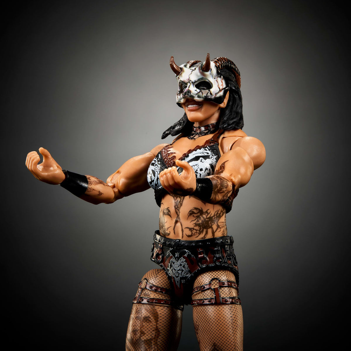 Mattel WWE Ultimate Edition Rhea Ripley offers 30 articulation points for dynamic posing.