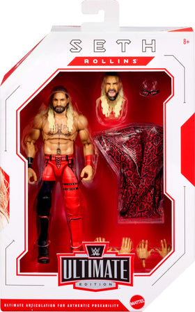 Mattel WWE Ultimate Edition figure with swappable heads enables expressive gestures.
