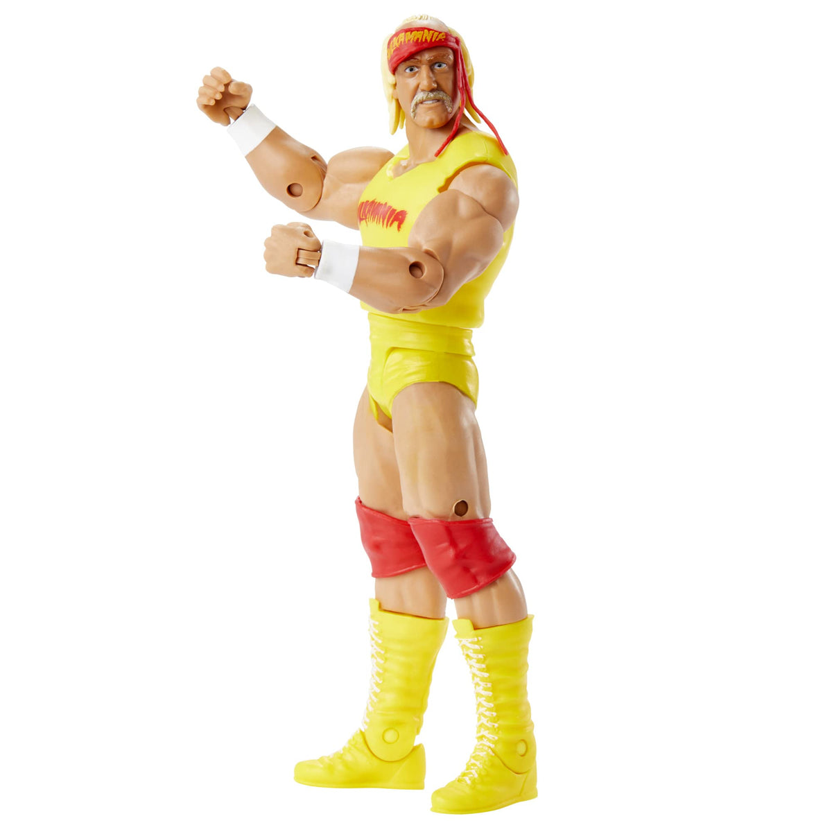 Mattel WWE WrestleMania Hulk Hogan figure articulation pose for dynamic moves.