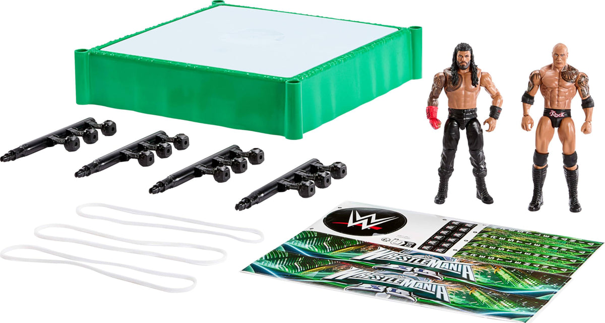 Mattel WWE WrestleMania ring with realistic styling for arena recreations