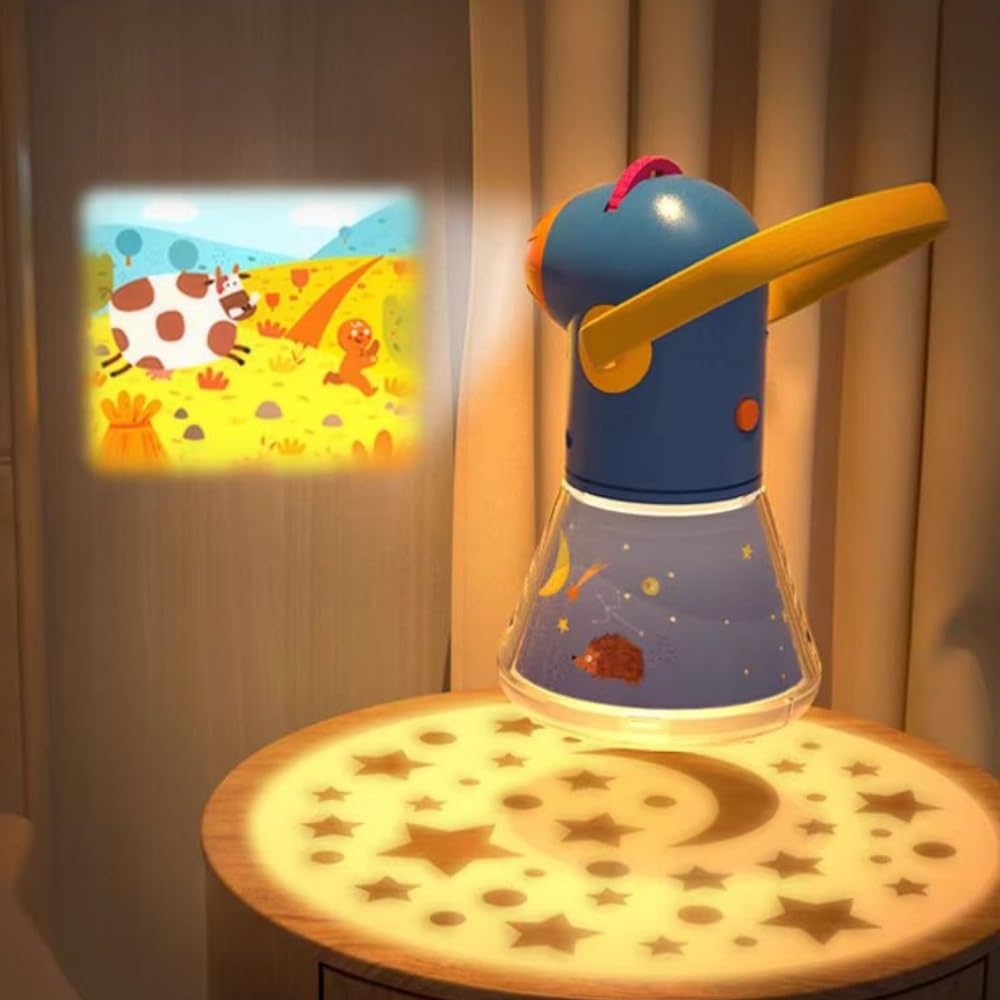 Matteobenni night light with starry sky, calming bedtime ambiance.
