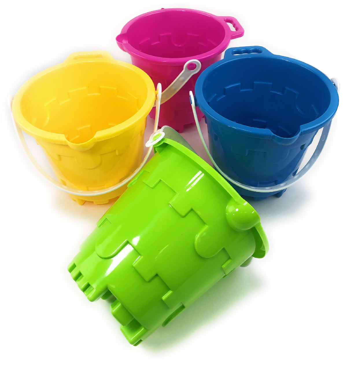 Matty's Toy Stop blue beach bucket for quick sandcastle building with easy pour spout.
