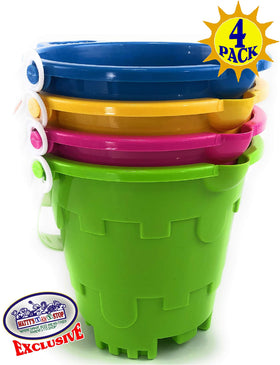 Matty's Toy Stop green bucket ready for seashell hunts and castle construction.