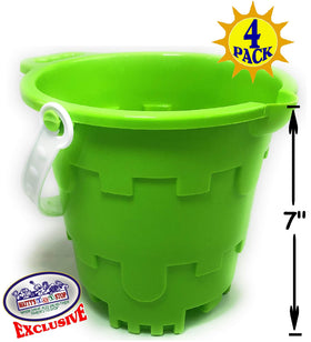 Closeup of Matty's Toy Stop castle design on a bucket for sturdy play.