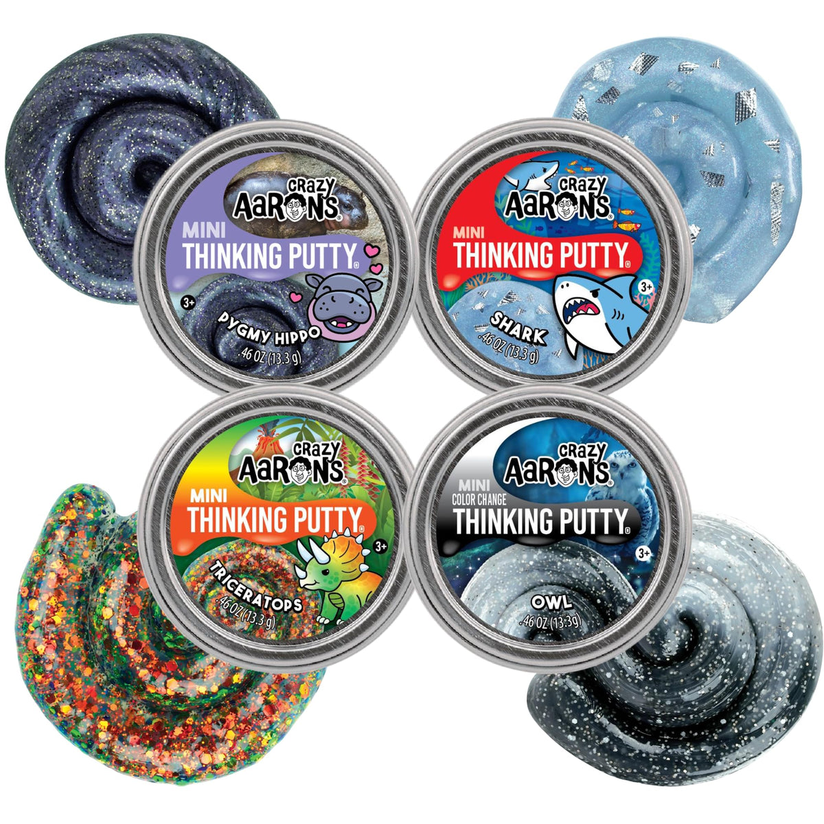 Matty's Toy Stop Crazy Aaron's Mini Putty Animal pygmy hippo close-up with colorful mix-ins for tactile play