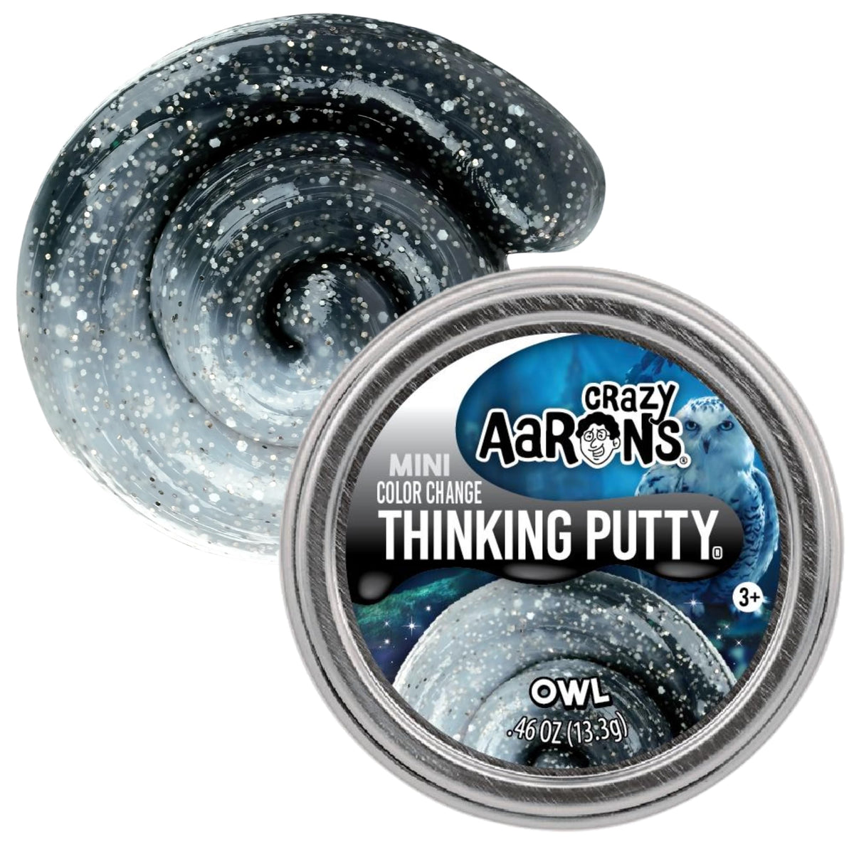 Matty's Toy Stop Crazy Aaron's Mini Putty texture close-up highlighting mix-ins and sparkle