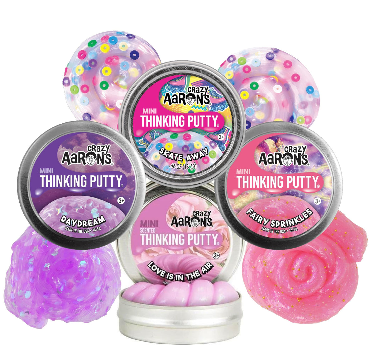 Matty's Toy Stop Crazy Aaron's Putty Daydream mini tin closeup for sensory play