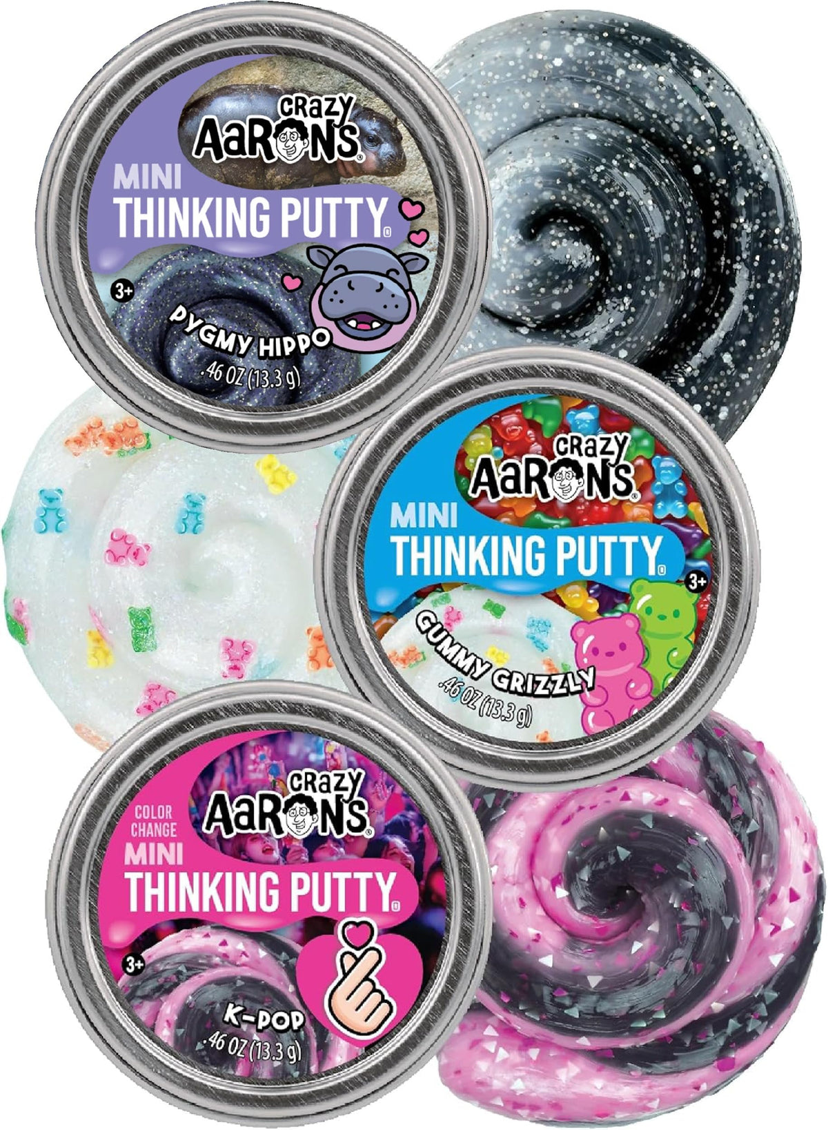 Matty's Toy Stop Crazy Aaron's Gummy Grizzly mini putty tin for tactile fun and creative play.