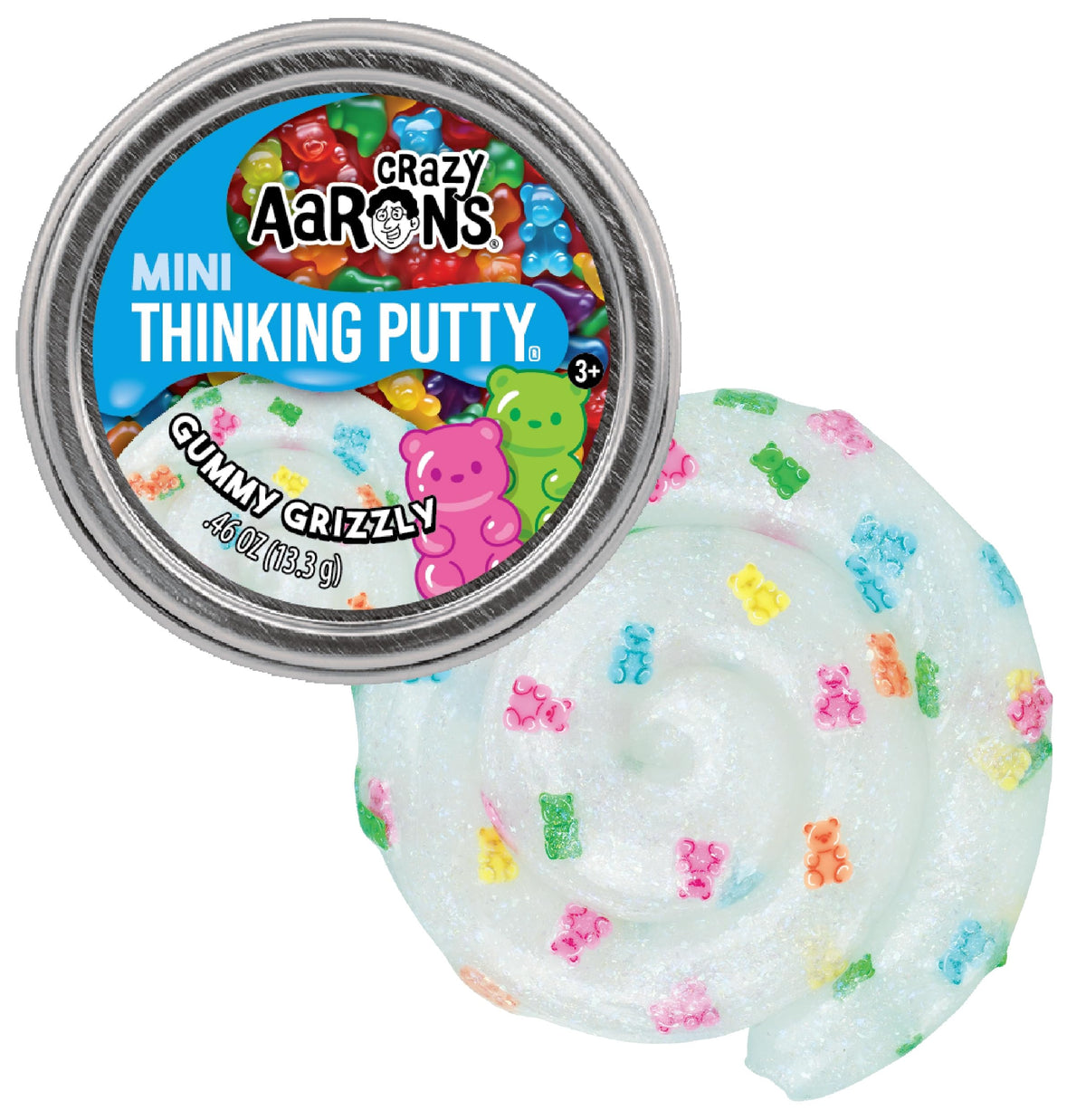 Matty's Toy Stop Crazy Aaron's K-Pop putty tin with sparkle adds portable, colorful fun.