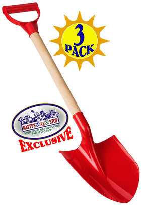Green wooden shovel provides sturdy shaft for outdoor exploration.