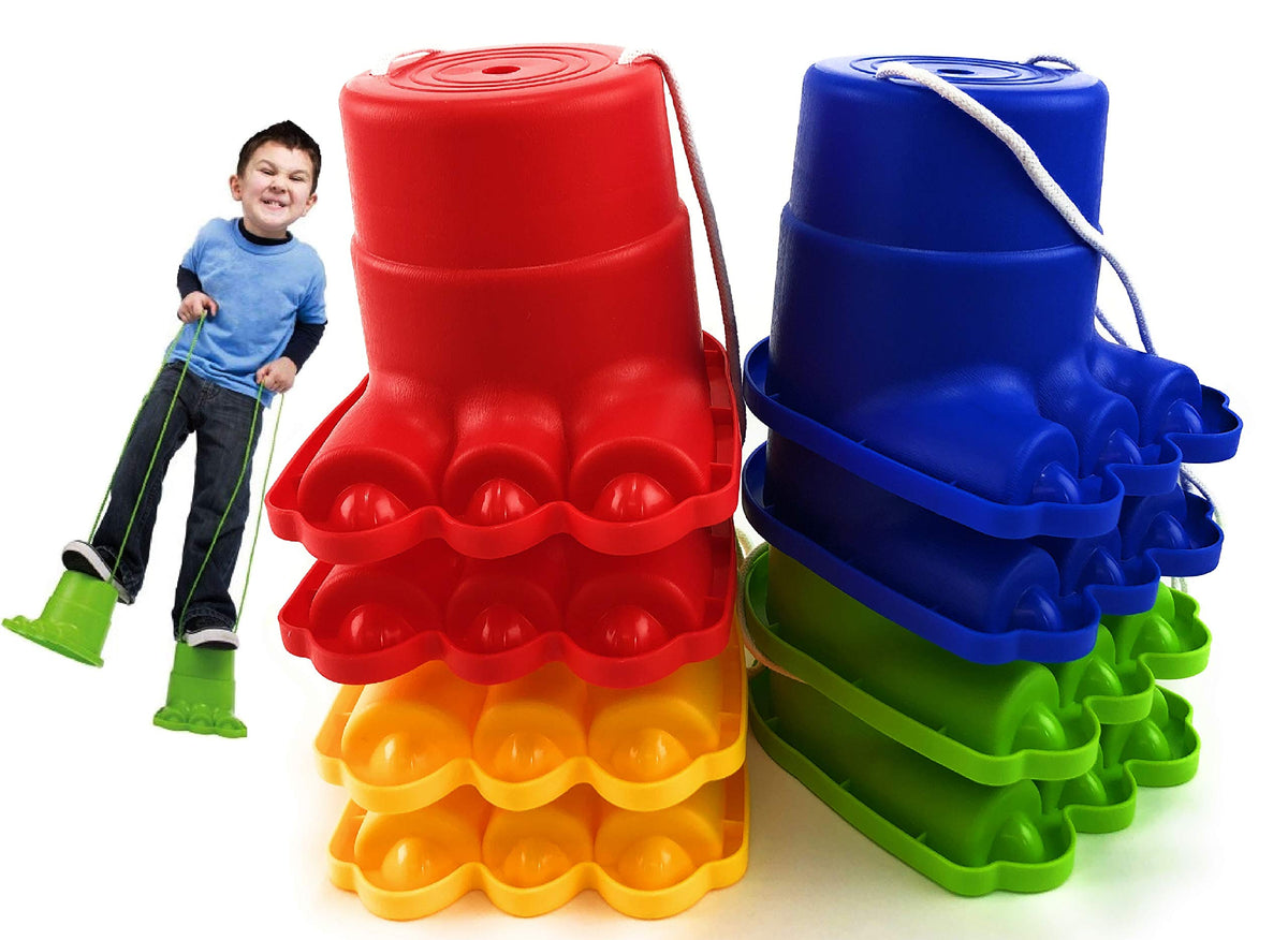 Matty's Toy Stop Monster Feet stilts red elevating play and balance for kids
