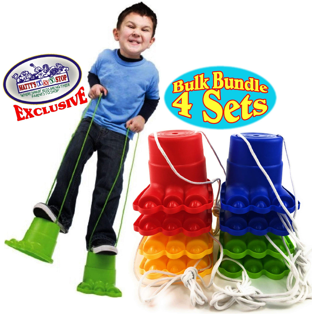 Matty's Toy Stop Monster Feet stilts yellow encourage confident steps during play