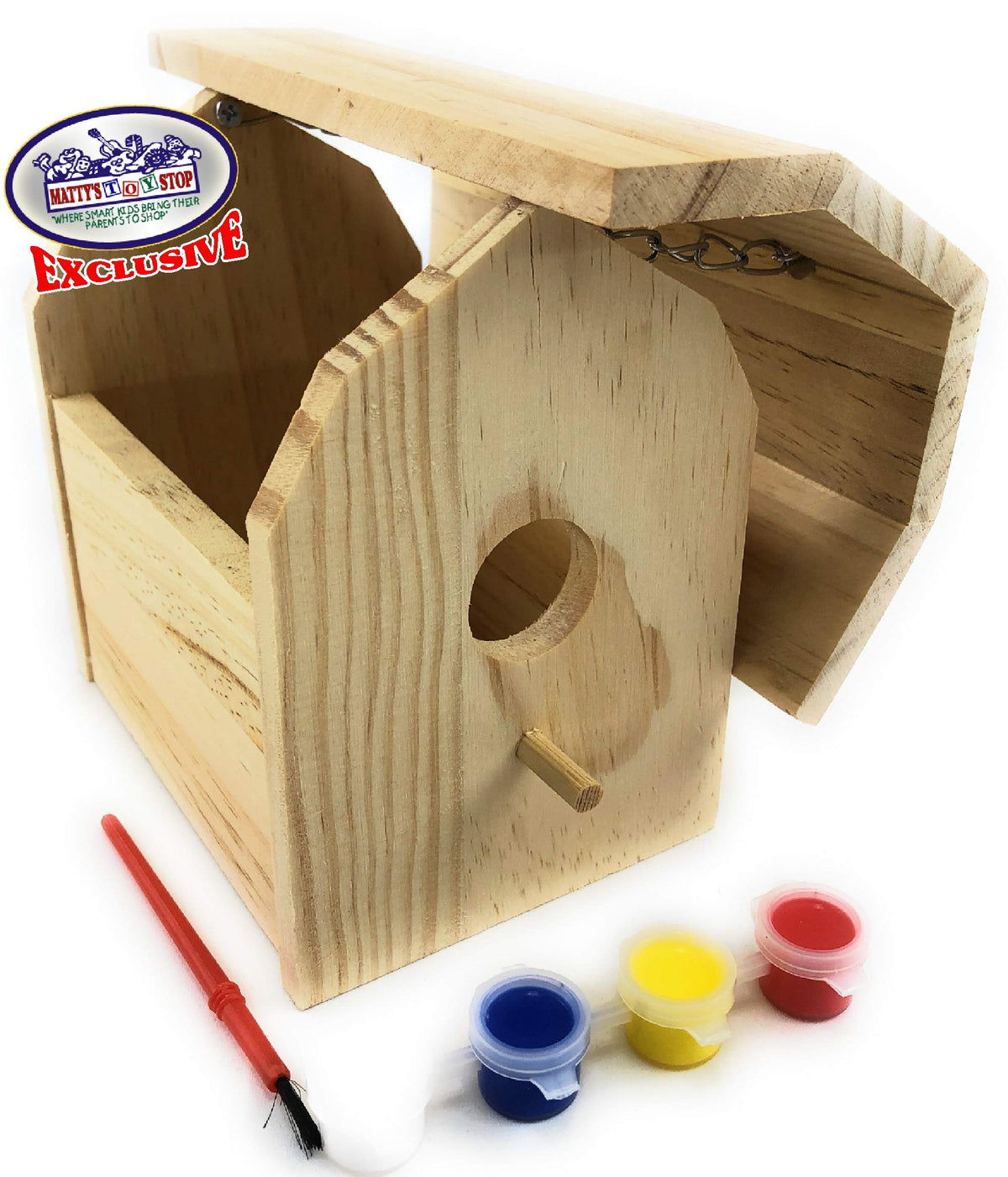 Open design Matty's Toy Stop bird feeder inviting easy filling and birdwatching.