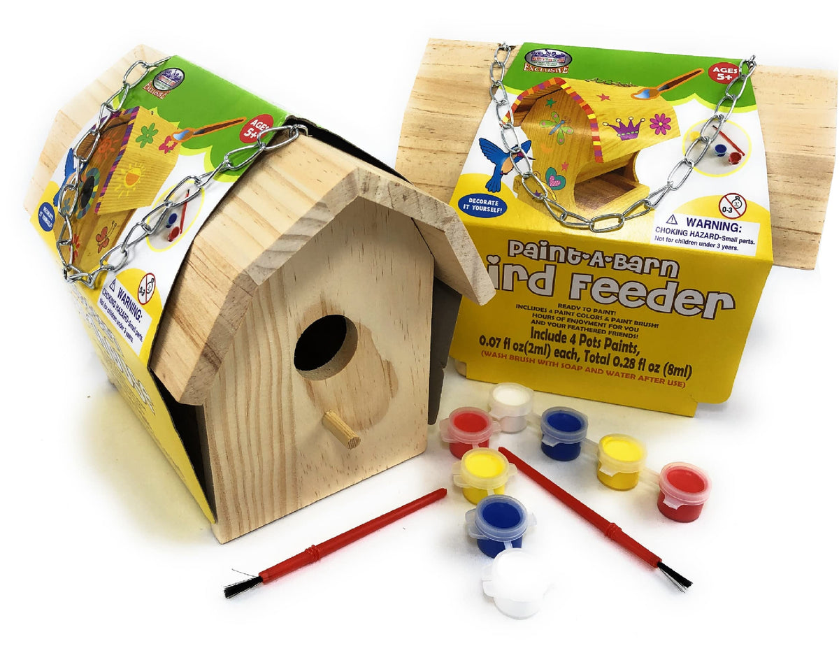 Matty's Toy Stop Paint-A-Barn birdhouse ready for colorful decoration and bird hosting.
