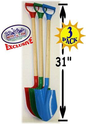 Blue plastic spade close-up emphasizes smooth scooping edges.