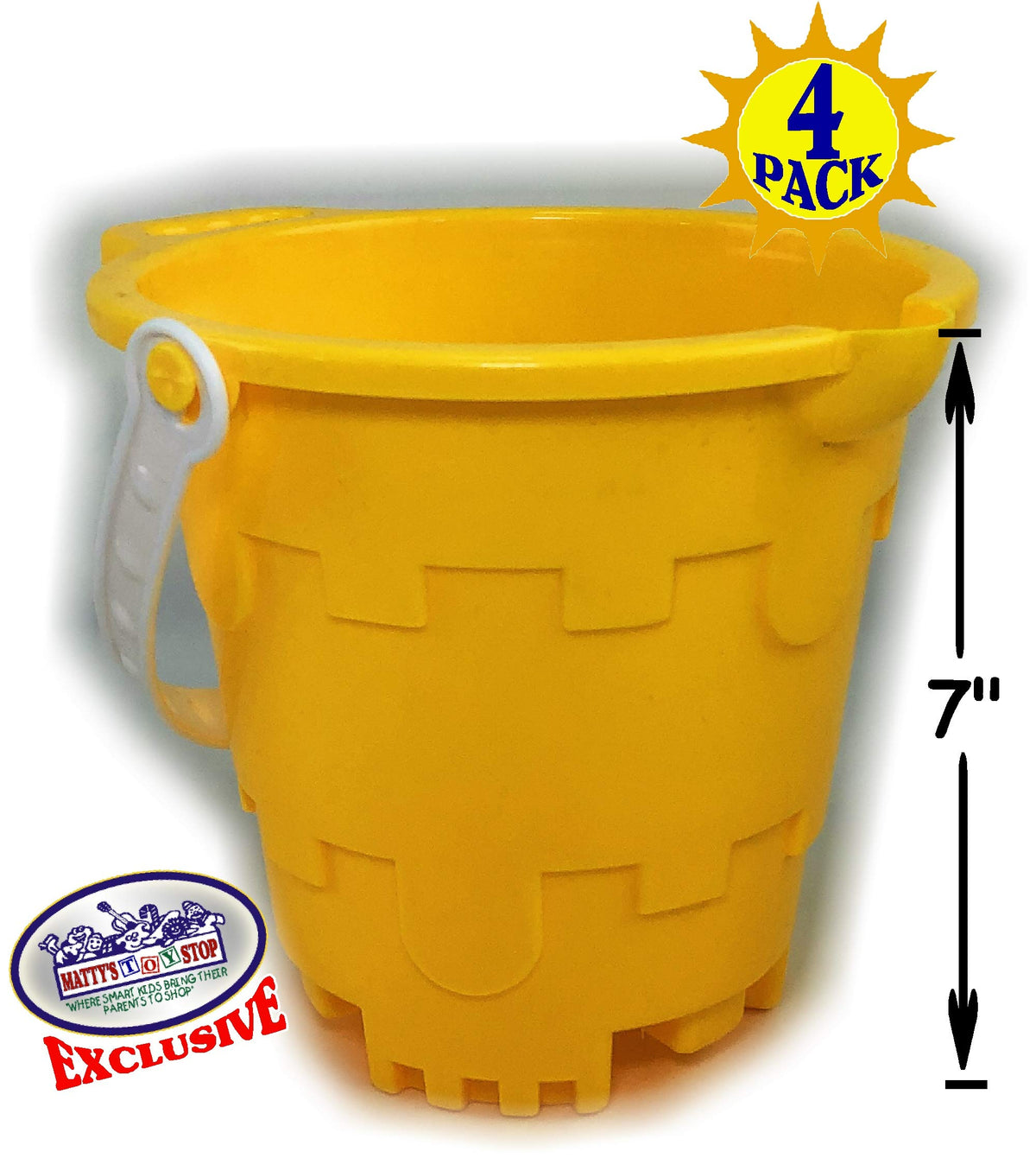 Kids enjoying sandcastle play with Matty's Toy Stop buckets.