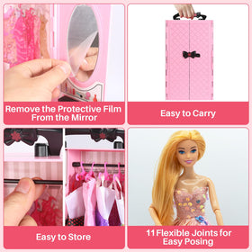 Shoe rack and accessories organize outfits for easy changing