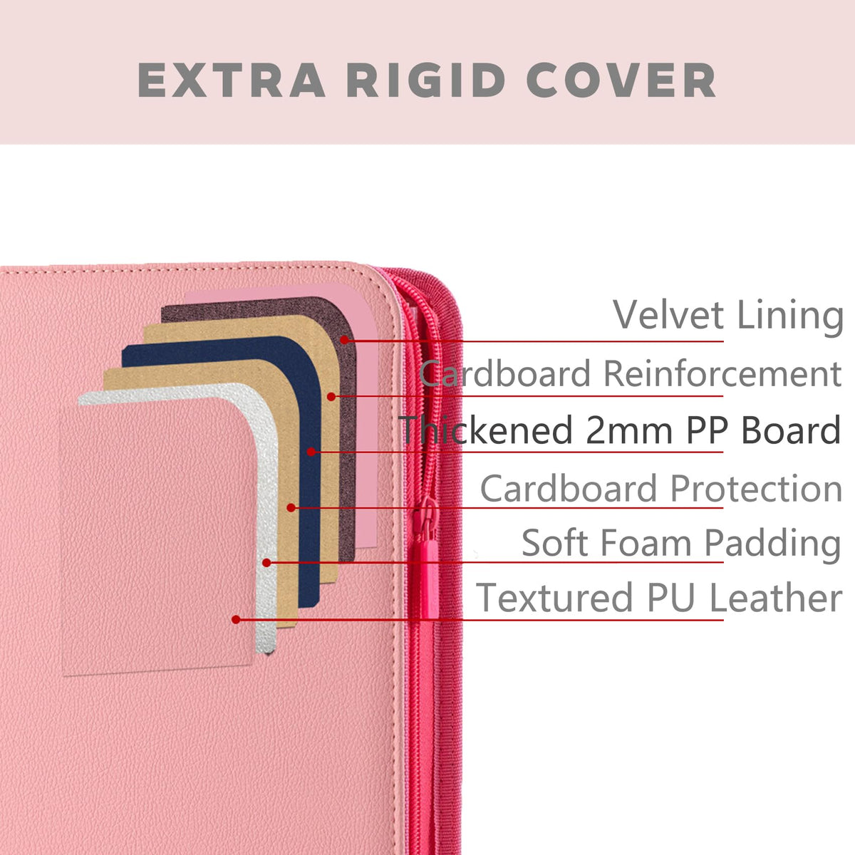 Mauchuu pink trading card binder 4-pocket pages — organized display for quick browsing.