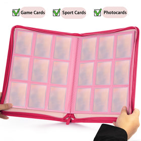 Mauchuu pink trading card binder display — ideal for showcasing cards neatly at home or events.