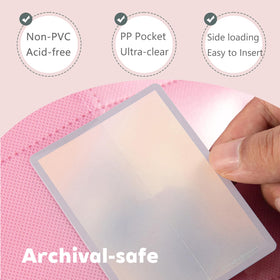Mauchuu pink trading card binder zipper — secure enclosure protects contents during transport.