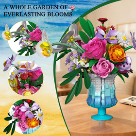 Mavo brix blue gradient vase highlights the colorful bouquet for elegant home decor.