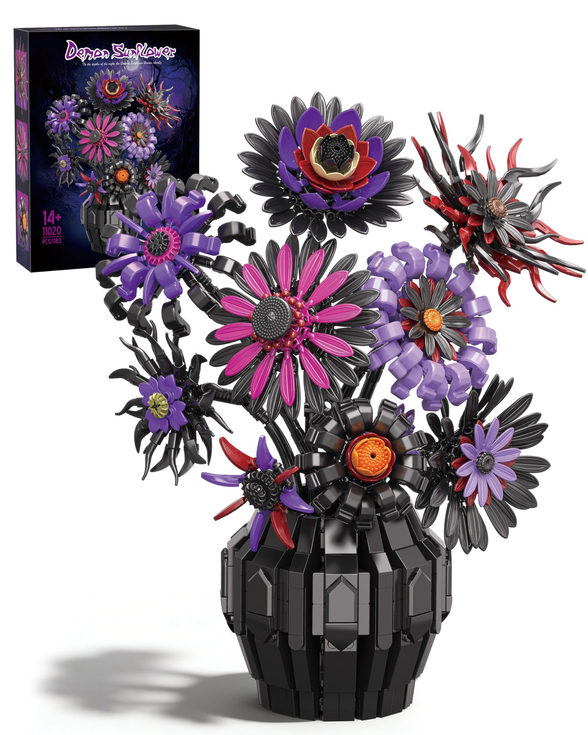 Mavo Brix dark sunflowers bouquet vase for gothic home decor and centerpiece.