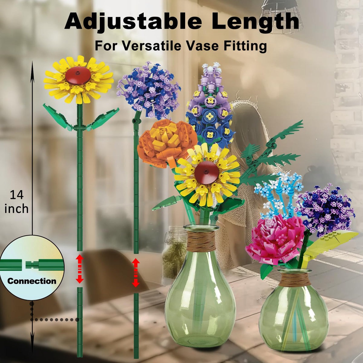 Mavo Brix patterned vase complements the wildflower brick display.