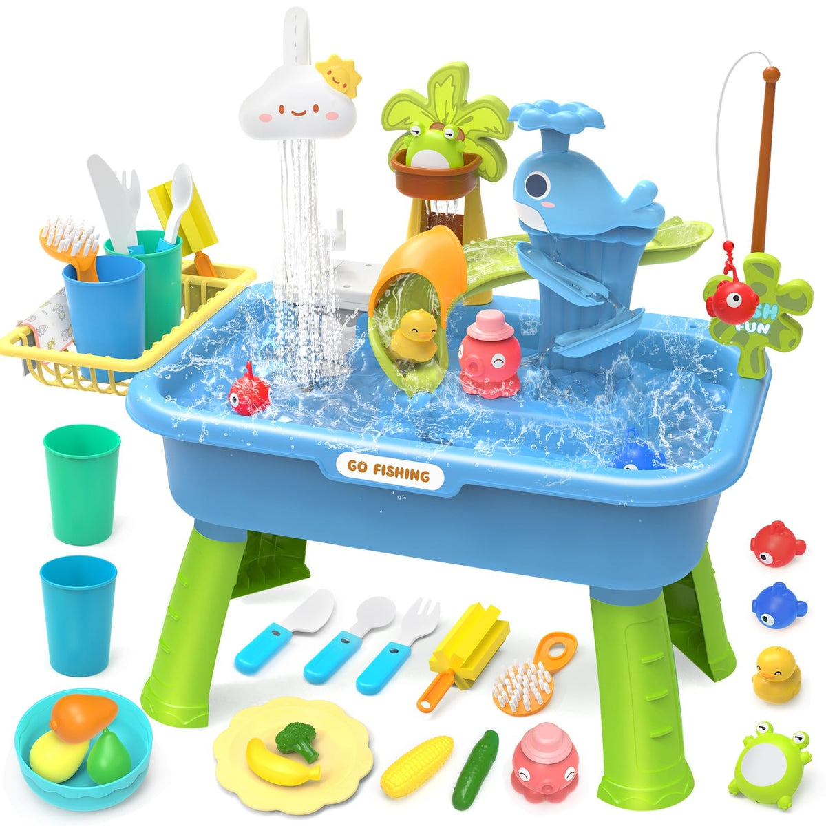 Max and Deril 21-inch play sink with running water for immersive pretend play.