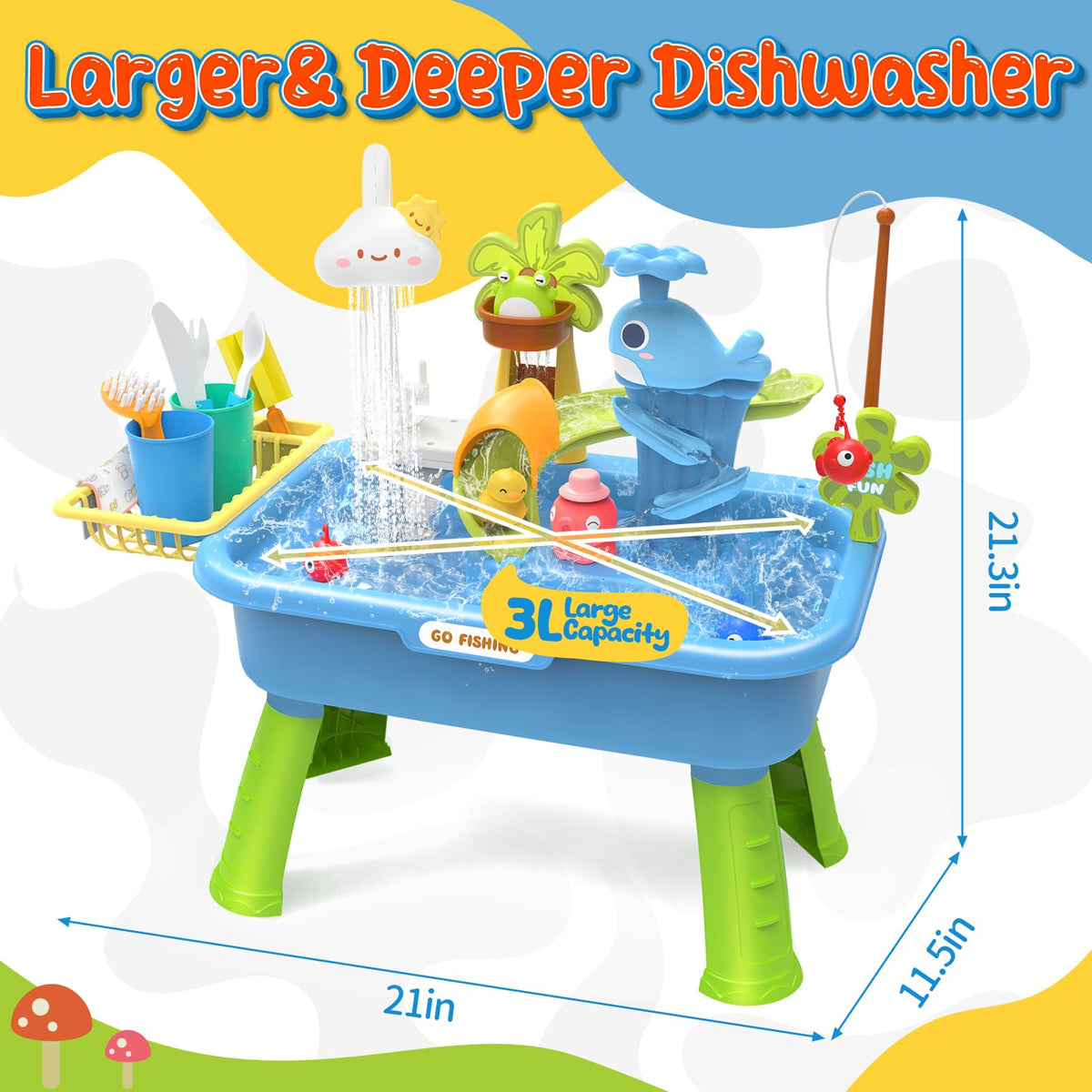 Max and Deril water park animals create colorful storytelling moments.