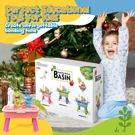 Kitchen pretend-play tasks mirror real-life cleanup routines