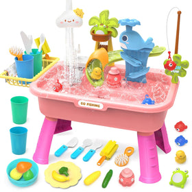 Max & Deril 21-inch play sink with running water for pretend kitchen fun