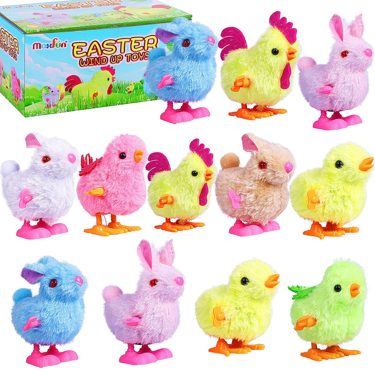 Max Fun Easter wind-up chick jumping for egg hunt