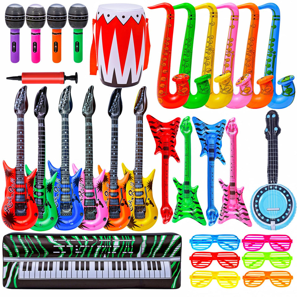 Max Fun inflatable rock guitar display for retro party decor and fun