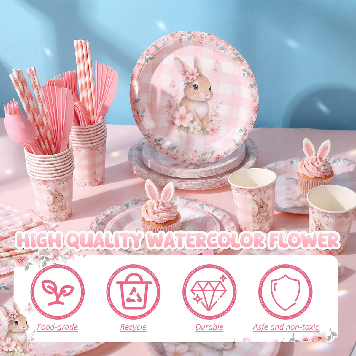 Maxdot bunny paper cups 24-pack for quick party beverages